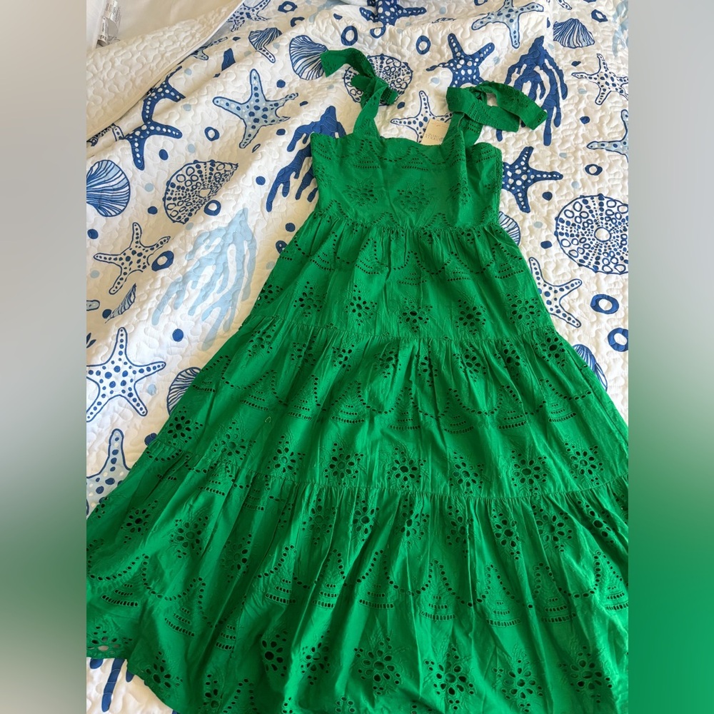 HOLLY SHAE Greysen dress in Kelly green eyelet. S/M